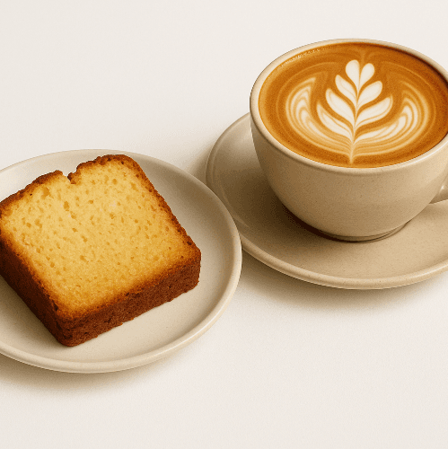 Budin mas cafe mas Jugo